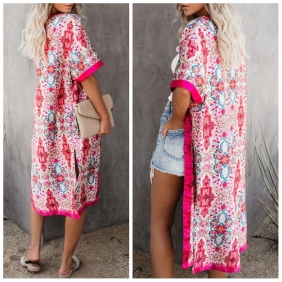 Pink silky Kimono Sz S - Picture 2 of 3